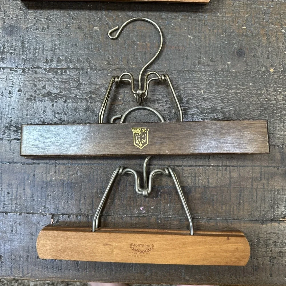 Vintage Wooden Clamp Hangers Lot 8 Pants Skirt Trouser Clip Montrose USA